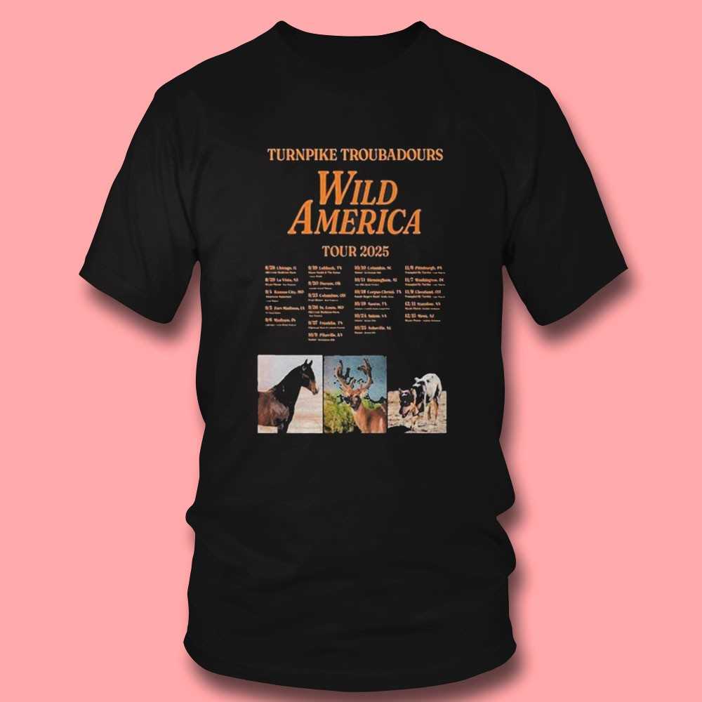 Turnpike Troubadours Wild America Tour 2025 Dates Horse Deer Dog Shirt
