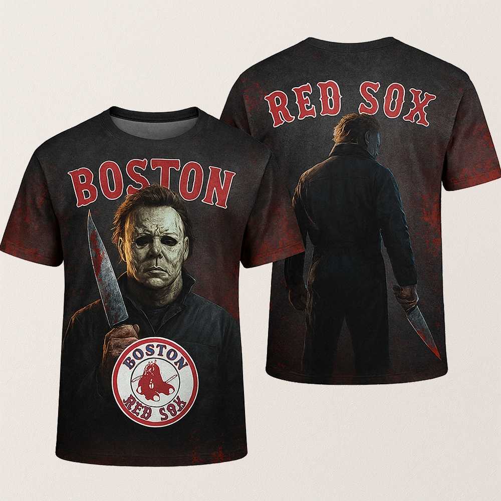 Michael Myers Boston Red Sox Horror Halloween 2025 Shirt