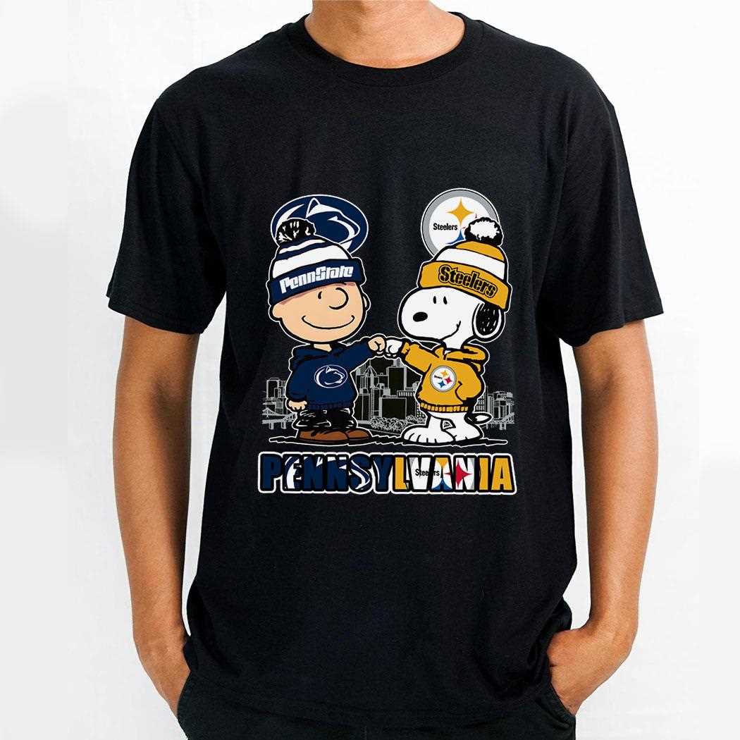 Penn State Nittany Lions And Pittsburgh Steelers Peanuts Fist Bump Tee