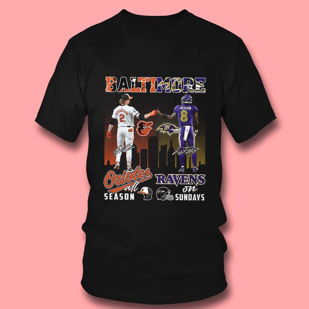 Baltimore Sports Henderson Orioles All Season Jackson Ravens On Sundays Skyline Shirt