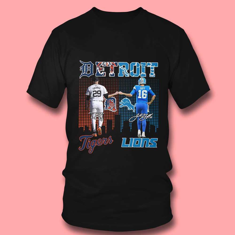 Detroit Sports Skubal Tigers All Season Goff Lions On Sundays Skyline Shirt