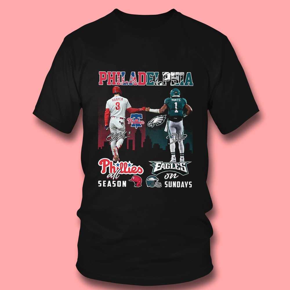 Philadelphia Sports Harper Phillies All Season Hurts Eagles On Sundays Skyline Shirt