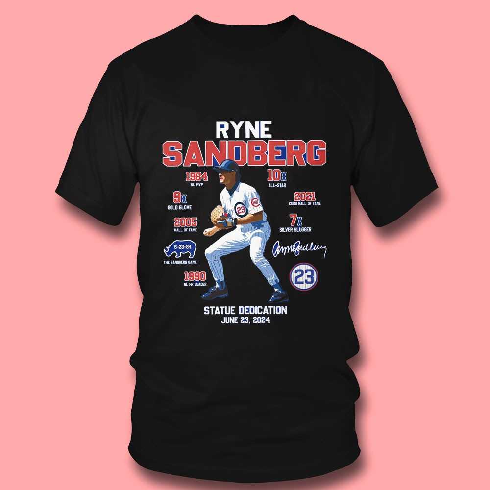 Ryne Sandberg Cubs Hall Of Fame Statue Dedication Signature Shirt
