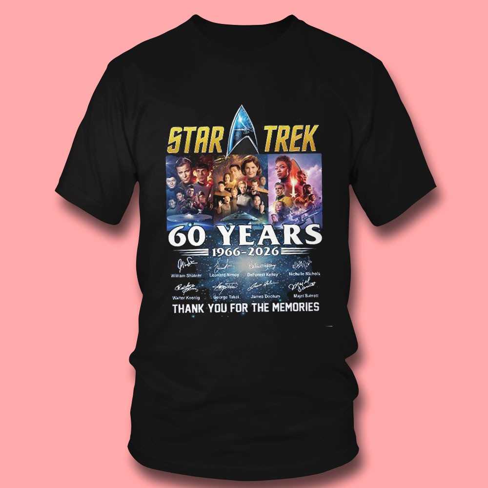 Star Trek 60 Years 1966-2026 Cast Signatures T-shirt Star Trek 60 Years 1966-2026 Cast Signatures T-shirt