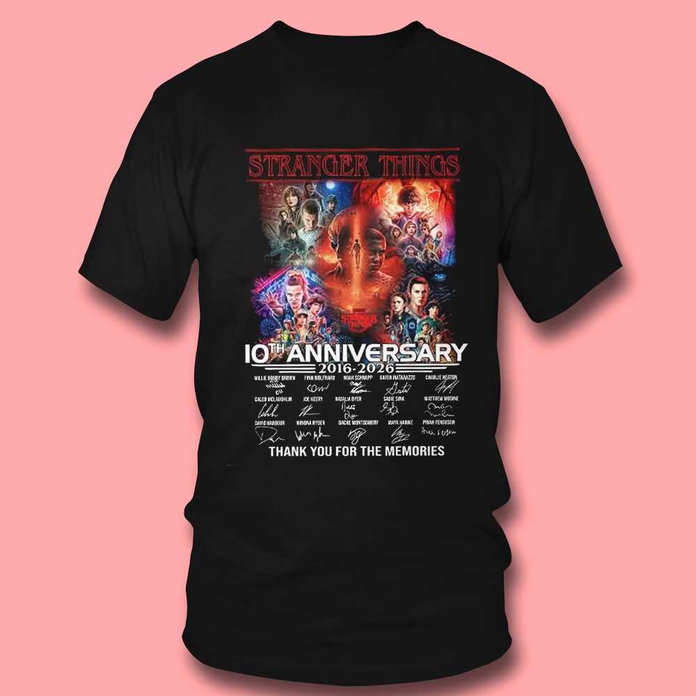 Stranger Things 10th Anniversary 2016-2026 Cast Signatures T-shirt