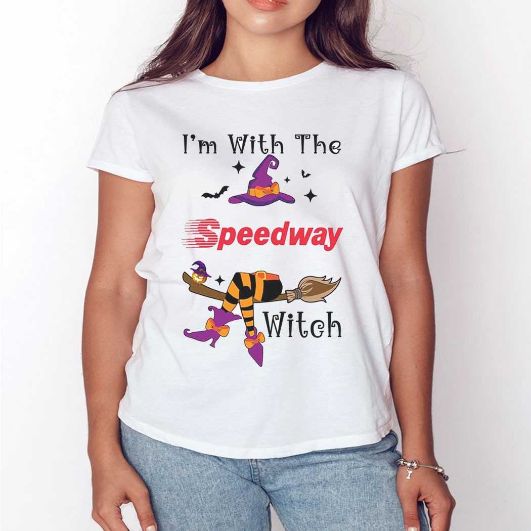 I’m With The Speedway Witch Halloween Shirt