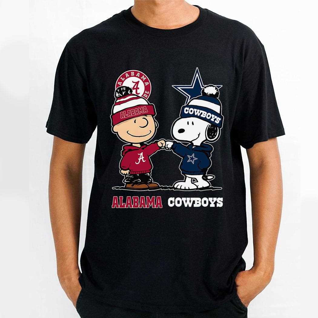 Alabama Crimson Tide And Dallas Cowboys Peanuts Fist Bump T-shirt