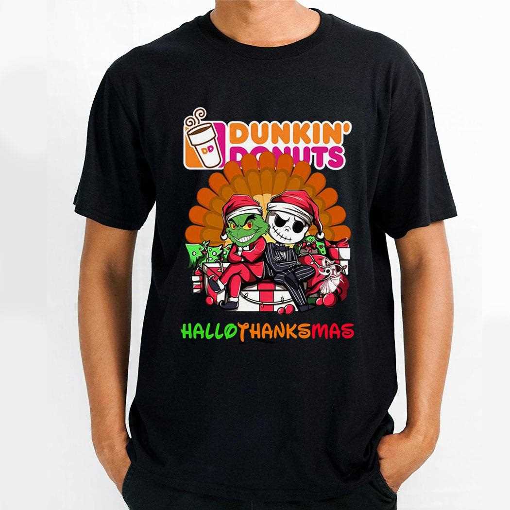 Dollar General Grinch And Jack Skellington Hallothanksmas Tee