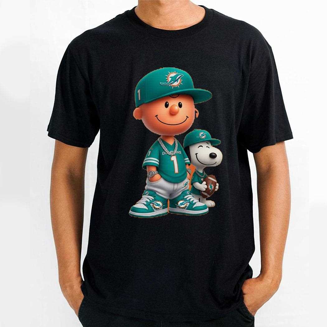 Miami Dolphins Charlie Brown Snoopy Peanuts Crewneck Sweatshirt