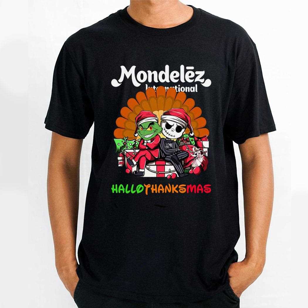 Mondelez Grinch And Jack Skellington Hallothanksmas Tee