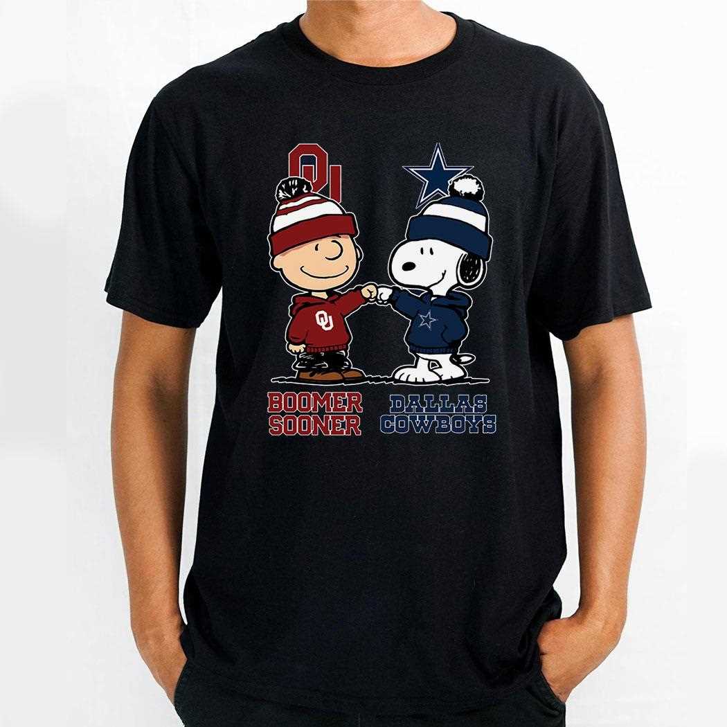 Oklahoma Sooners And Dallas Cowboys Peanuts Fist Bump T-shirt
