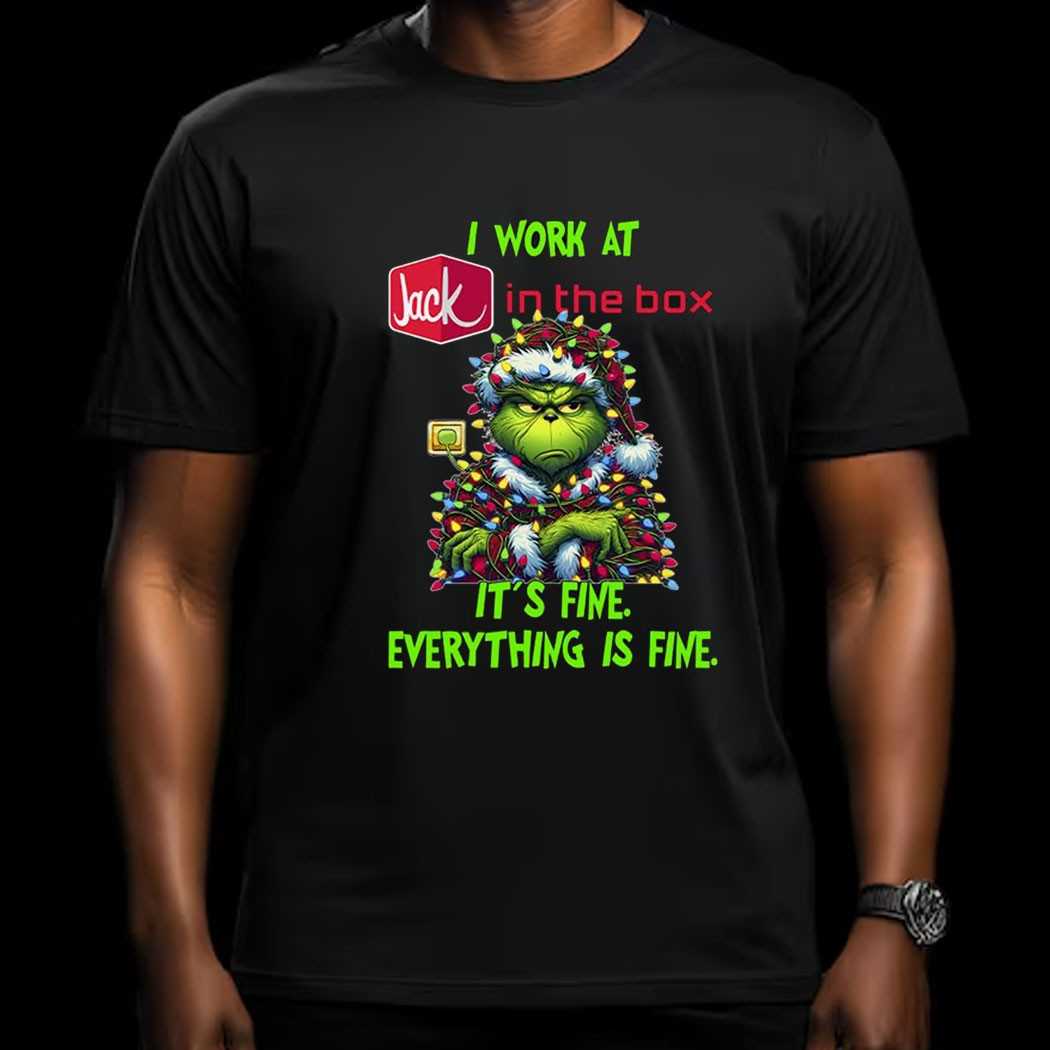 Grinch I Work At Ibm It’s Fine Everything Is Fine Christmas Lights T-shirt