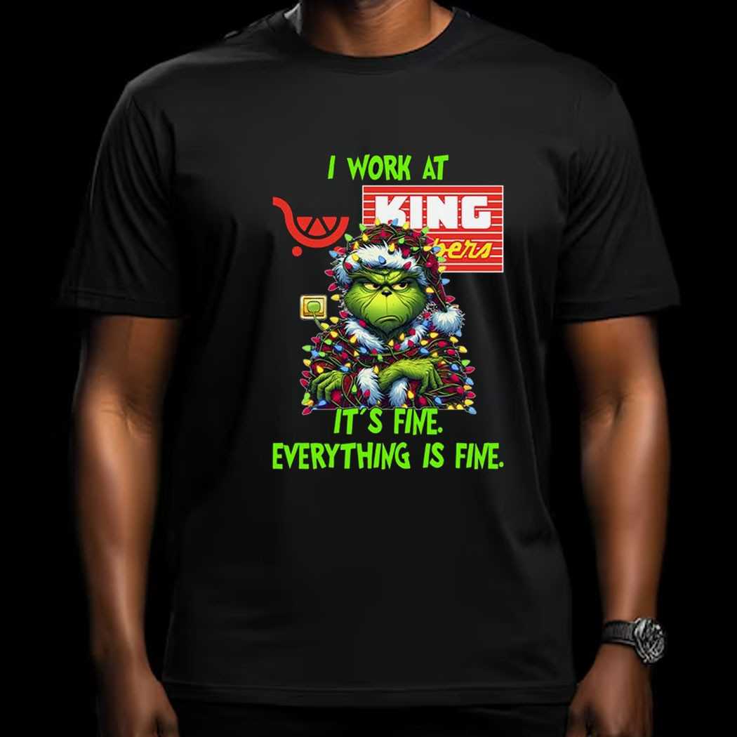Grinch I Work At Jcpenney It’s Fine Everything Is Fine Christmas Lights T-shirt