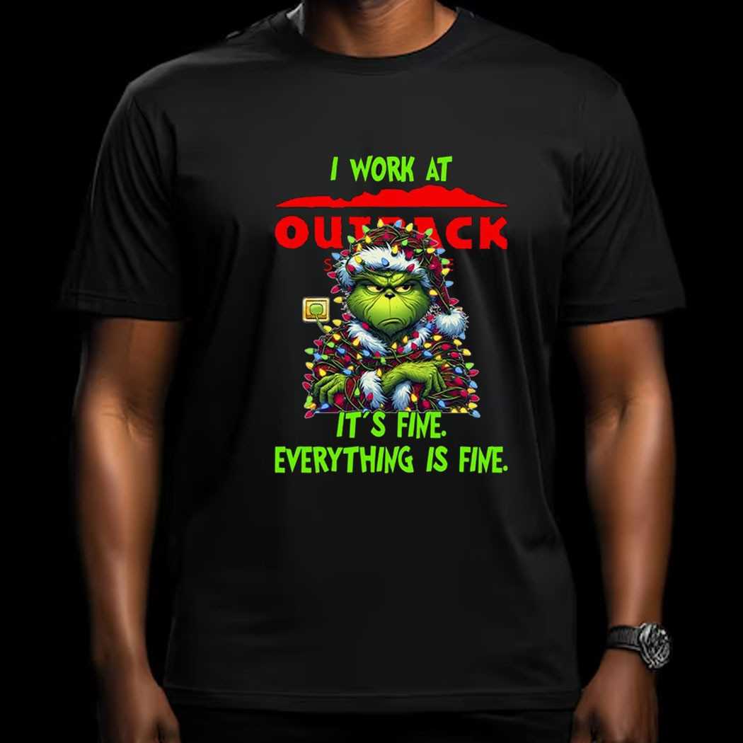 Grinch I Work At O’reilly It’s Fine Everything Is Fine Christmas Lights T-shirt