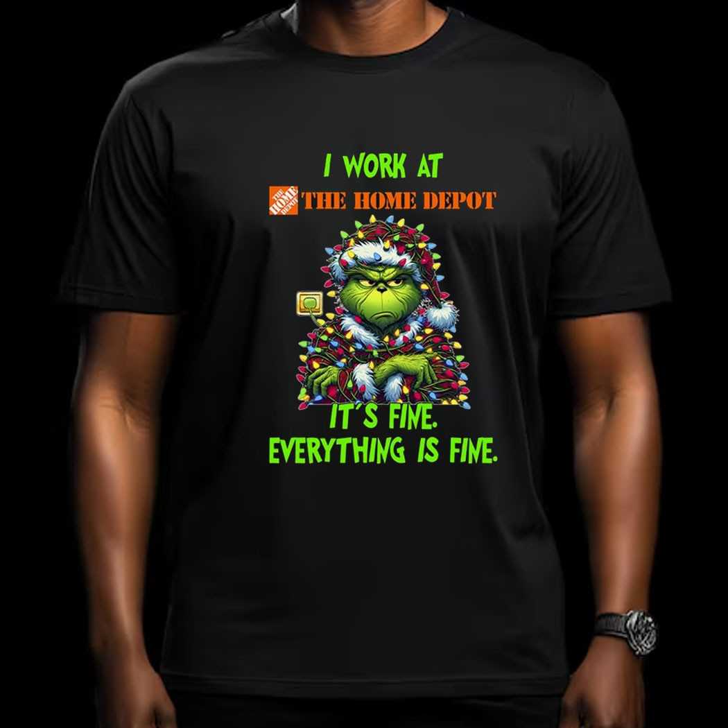 Grinch I Work At Target It’s Fine Everything Is Fine Christmas Lights T-shirt