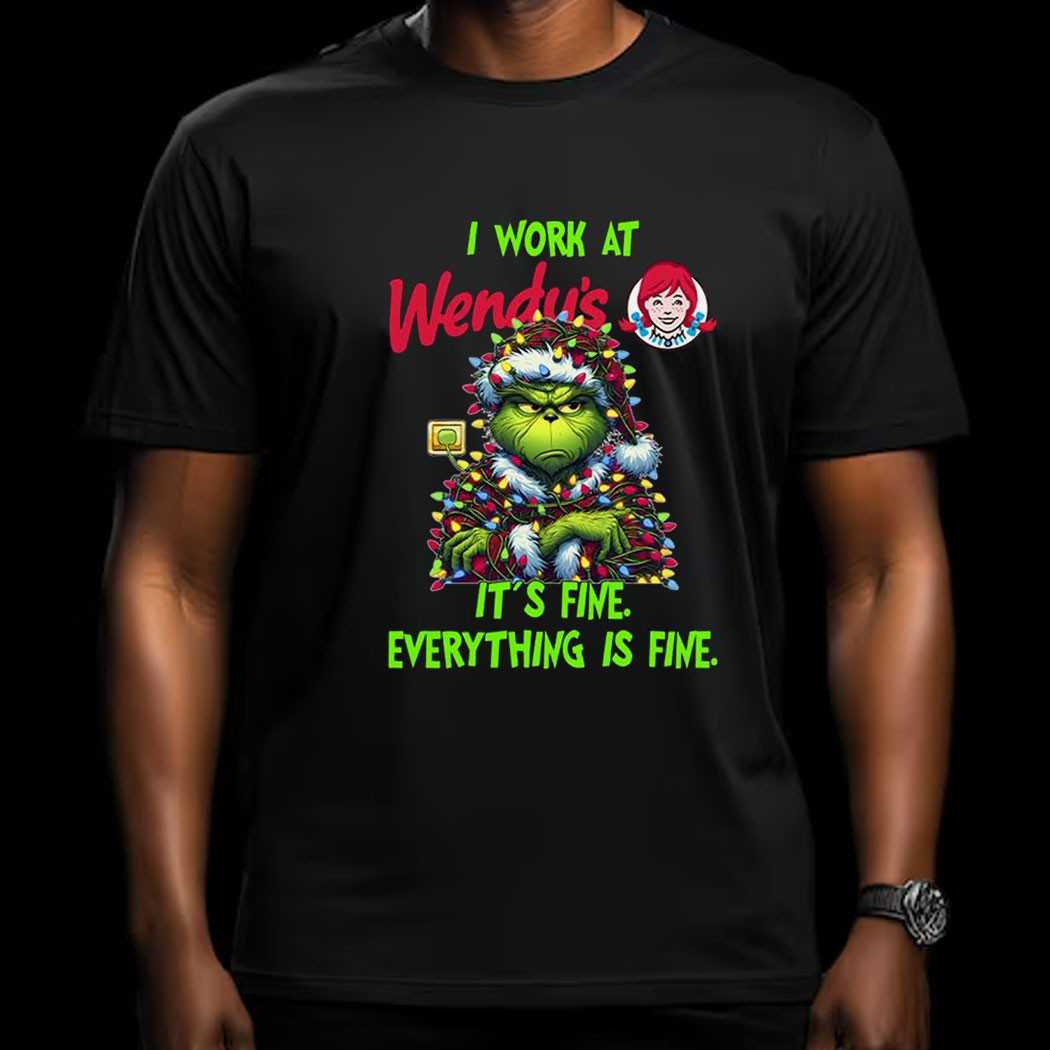 Grinch I Work At The Home Depot It’s Fine Everything Is Fine Christmas Lights Shirt