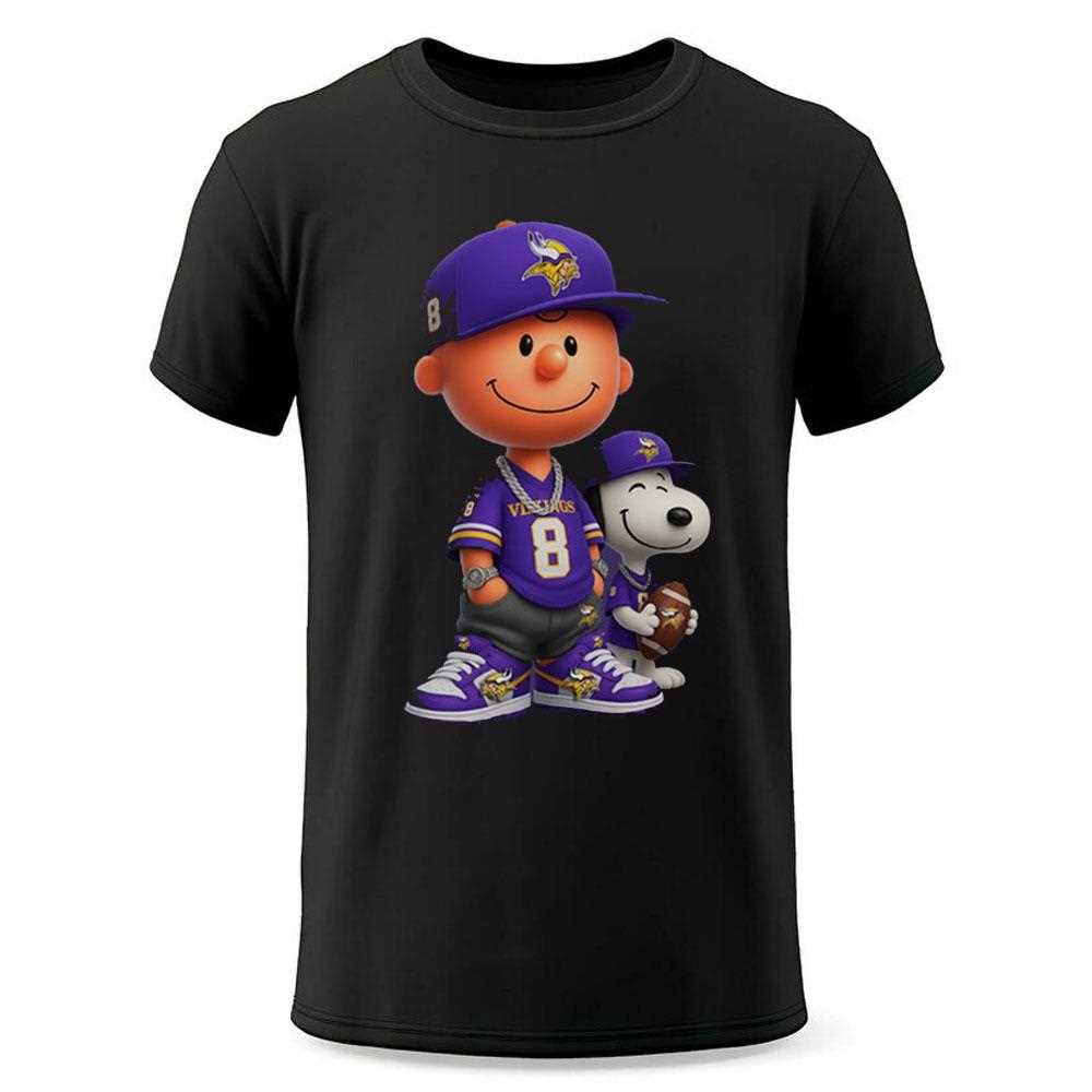 Minnesota Vikings Charlie Brown Snoopy Peanuts Crewneck Sweatshirt Minnesota Vikings Charlie Brown Snoopy Peanuts Crewneck Sweatshirt