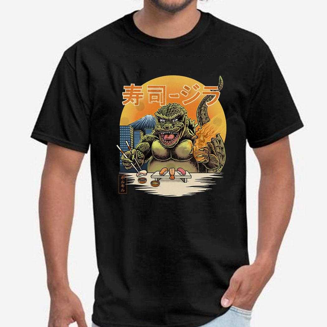 Sushi Godzilla Sushizilla Japanese Cartoon T-shirt