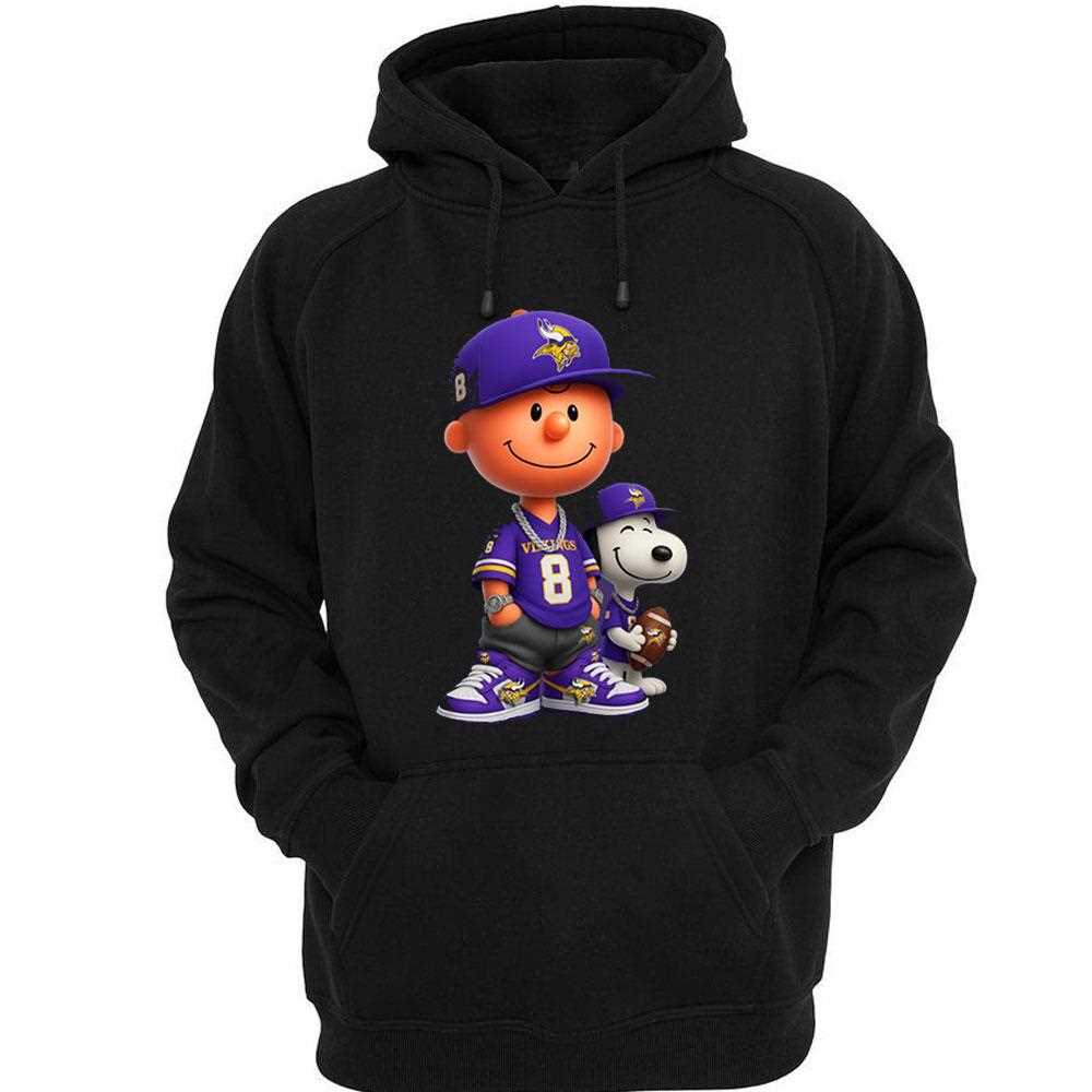 Minnesota Vikings Charlie Brown Snoopy Peanuts Crewneck Sweatshirt Minnesota Vikings Charlie Brown Snoopy Peanuts Crewneck Sweatshirt