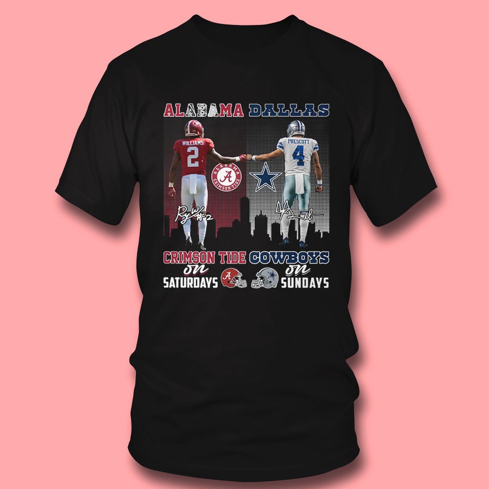 Alabama Dallas Crimson Tide Cowboys Saturdays Sundays T-shirt Alabama Dallas Crimson Tide Cowboys Saturdays Sundays T-shirt