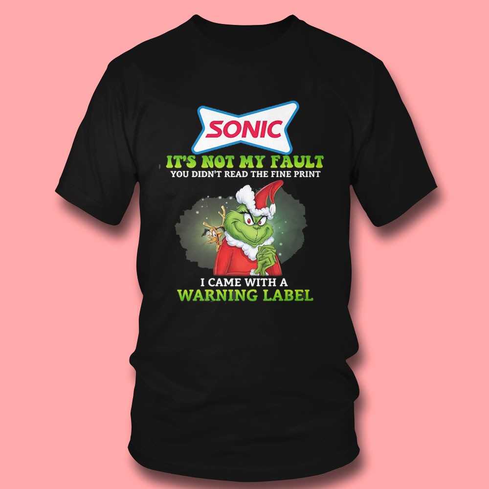 Grinch Sonic Warning Label T-shirt