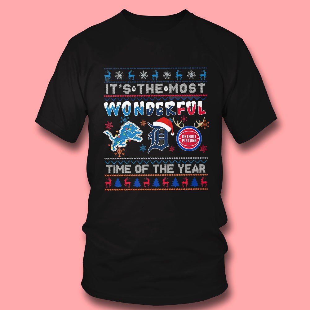 It’s The Most Wonderful Time Of The Year Detroit Lions Pistons Christmas T-shirt