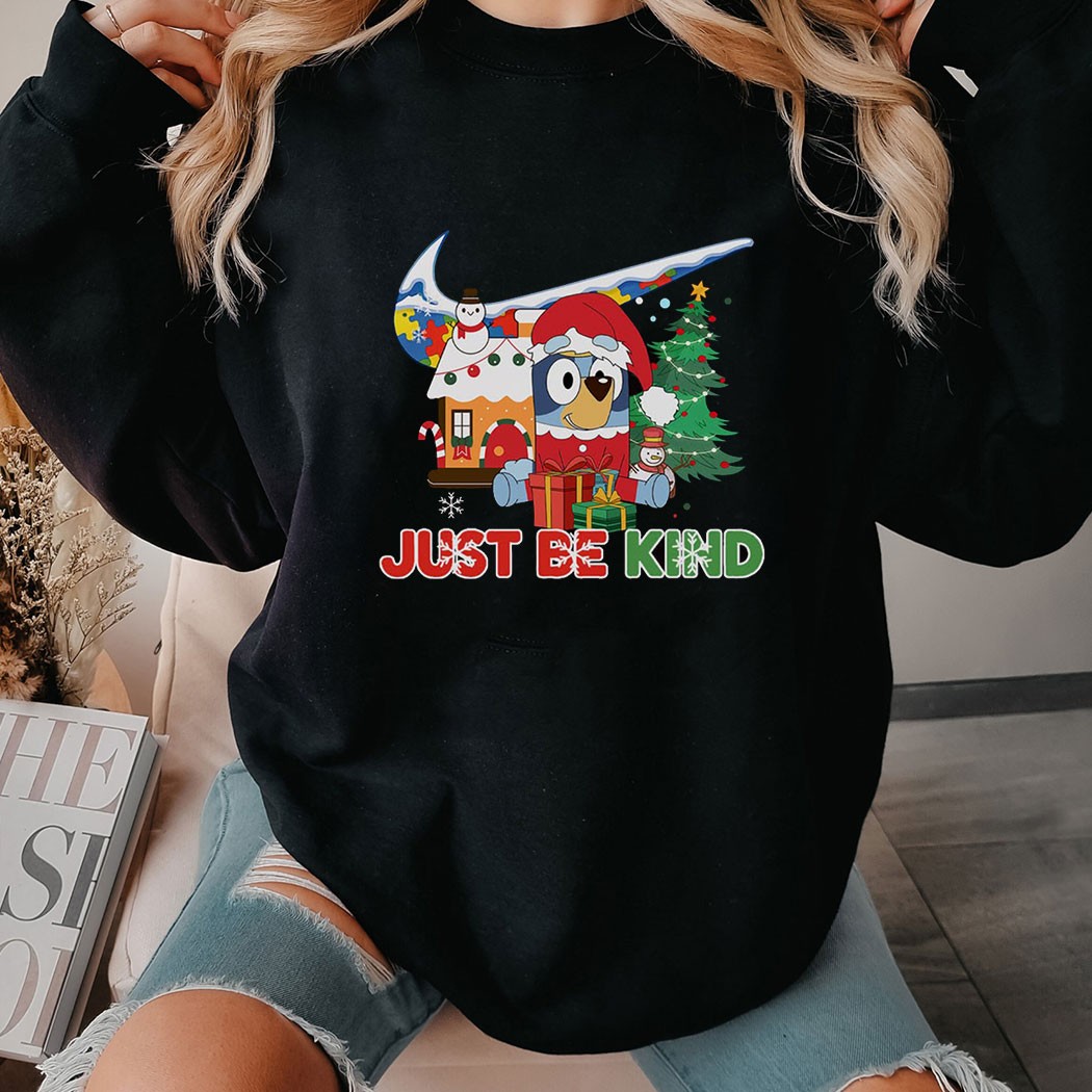 Bluey Just Be Kind Nike Autism Christmas T-shirt Bluey Just Be Kind Nike Autism Christmas T-shirt