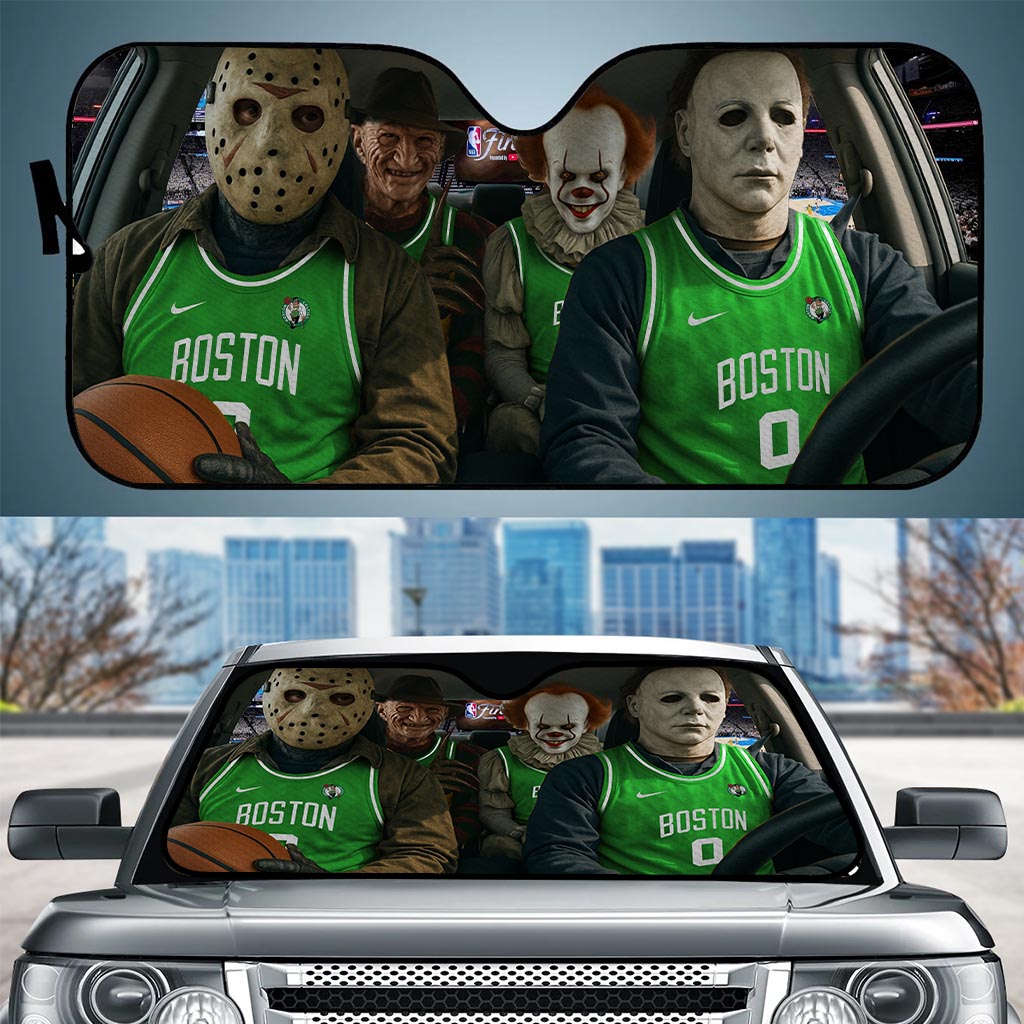 Boston Celtics Jason Freddy Pennywise Michael Myers Basketball Car Auto Sunshade