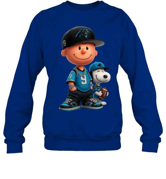 Carolina Panthers Charlie Brown Snoopy Peanuts Crewneck Sweatshirt Carolina Panthers Charlie Brown Snoopy Peanuts Crewneck Sweatshirt