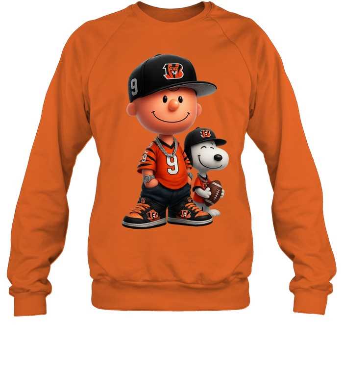 Cincinnati Bengals Charlie Brown Snoopy Peanuts Crewneck Sweatshirt Cincinnati Bengals Charlie Brown Snoopy Peanuts Crewneck Sweatshirt