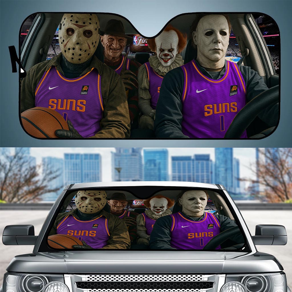 Phoenix Suns Jason Freddy Pennywise Michael Myers Basketball Car Auto Sunshade