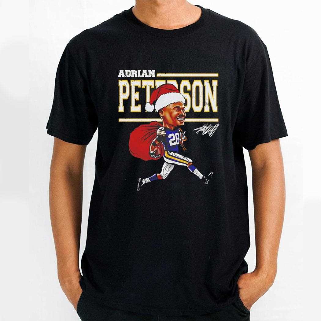 Adrian Peterson Minnesota Cartoon Santa Hat Shirt