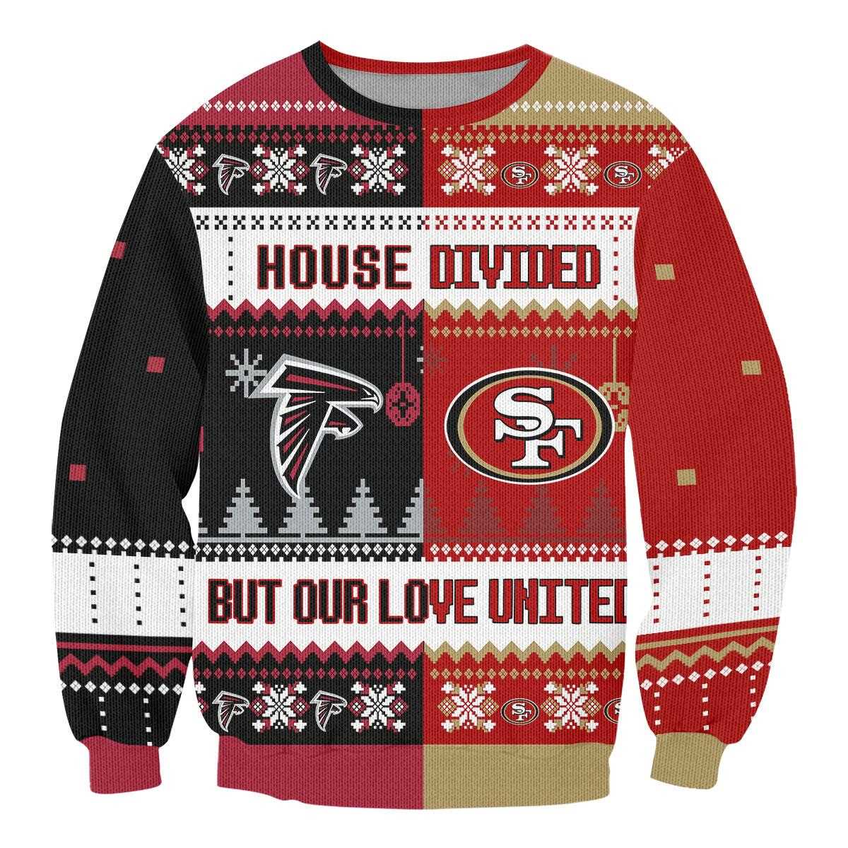 Atlanta Falcons San Francisco 49ers House Divided But Our Love United Ugly Christmas Sweater