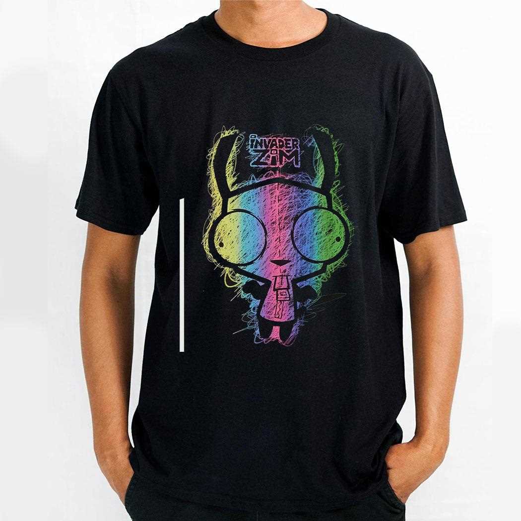 Invader Zim Gir Rainbow Scribble T-shirt