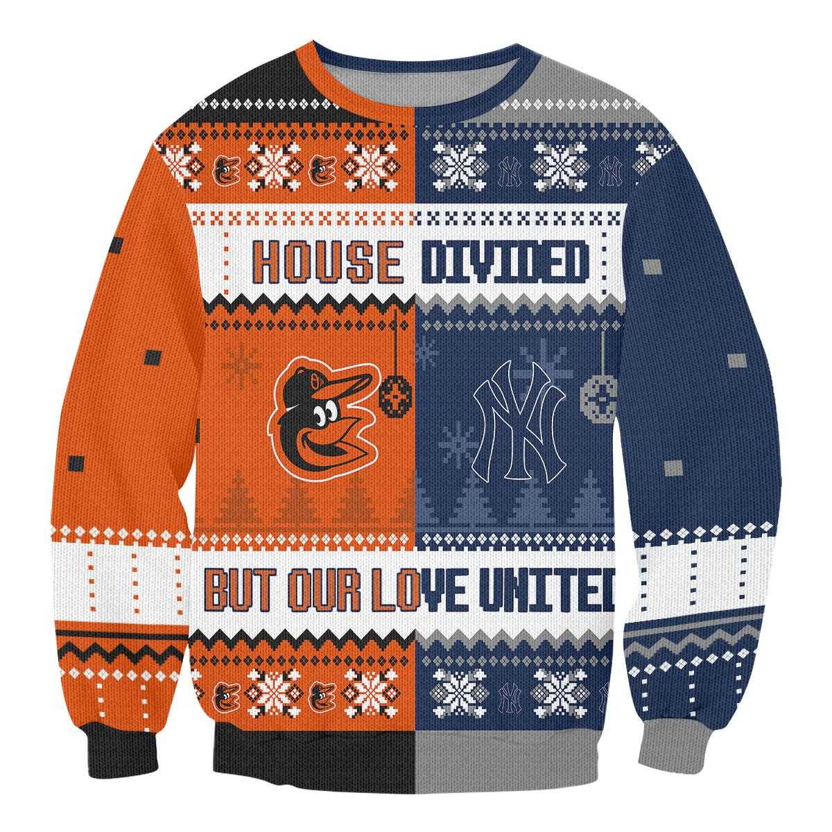 Kansas City Chiefs Baltimore Ravens House Divided But Our Love United Ugly Christmas Sweater
