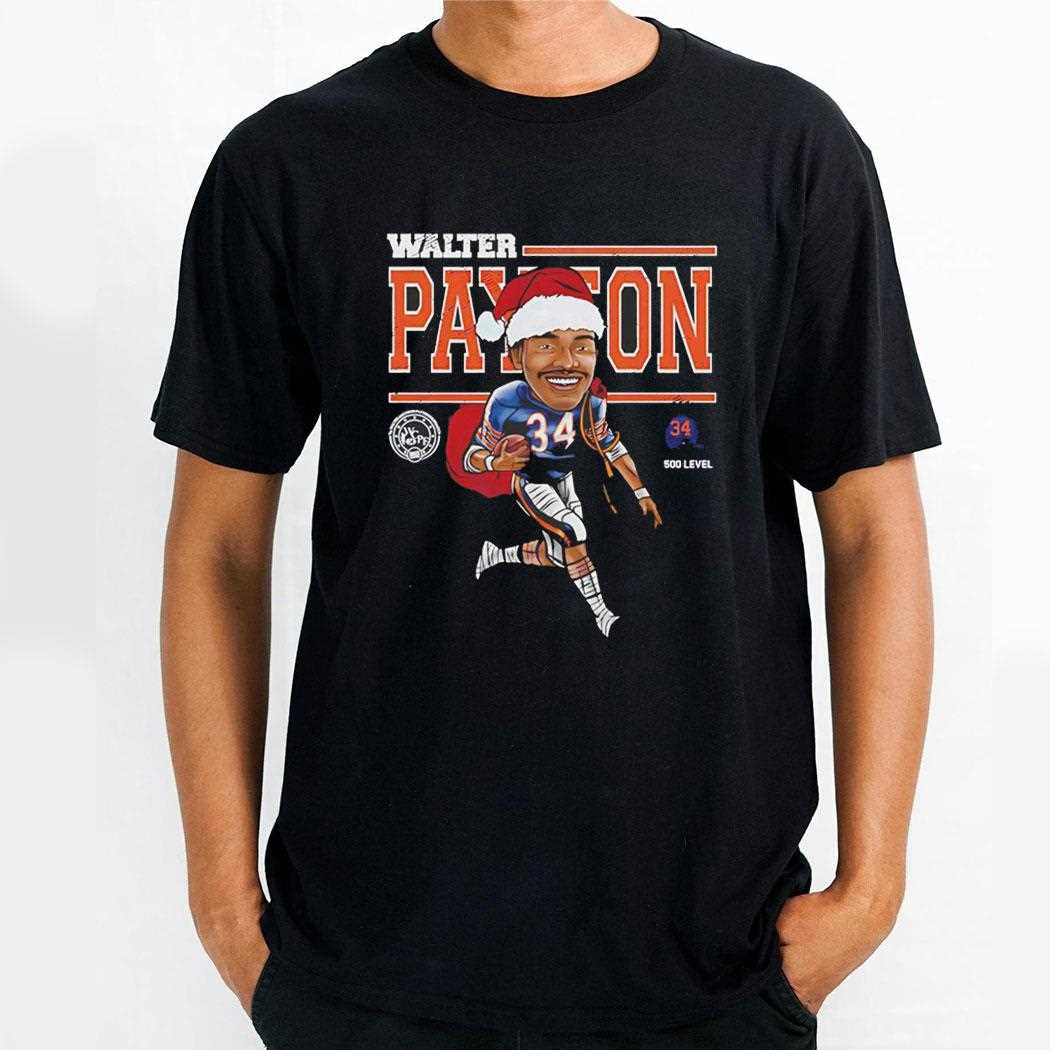 Walter Payton Chicago Cartoon Santa Hat Shirt