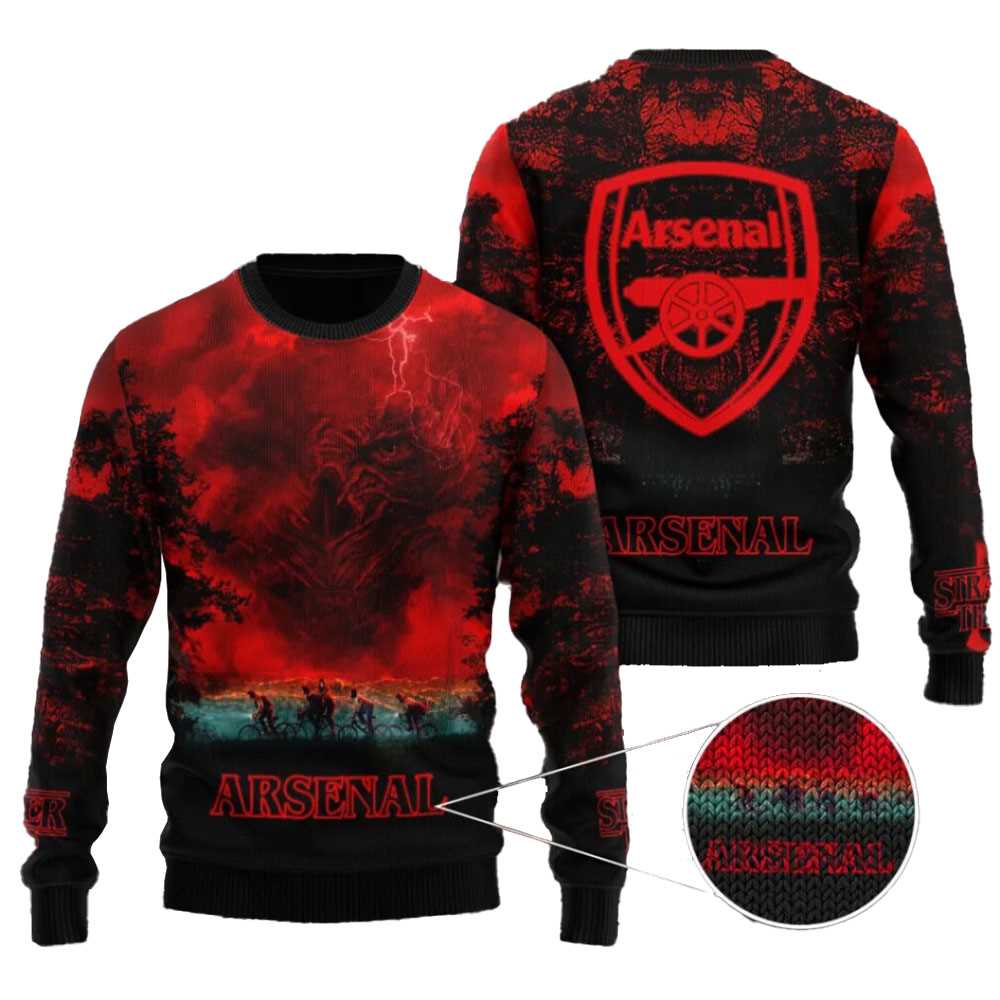 Arsenal Fc X Stranger Things Ugly Sweater