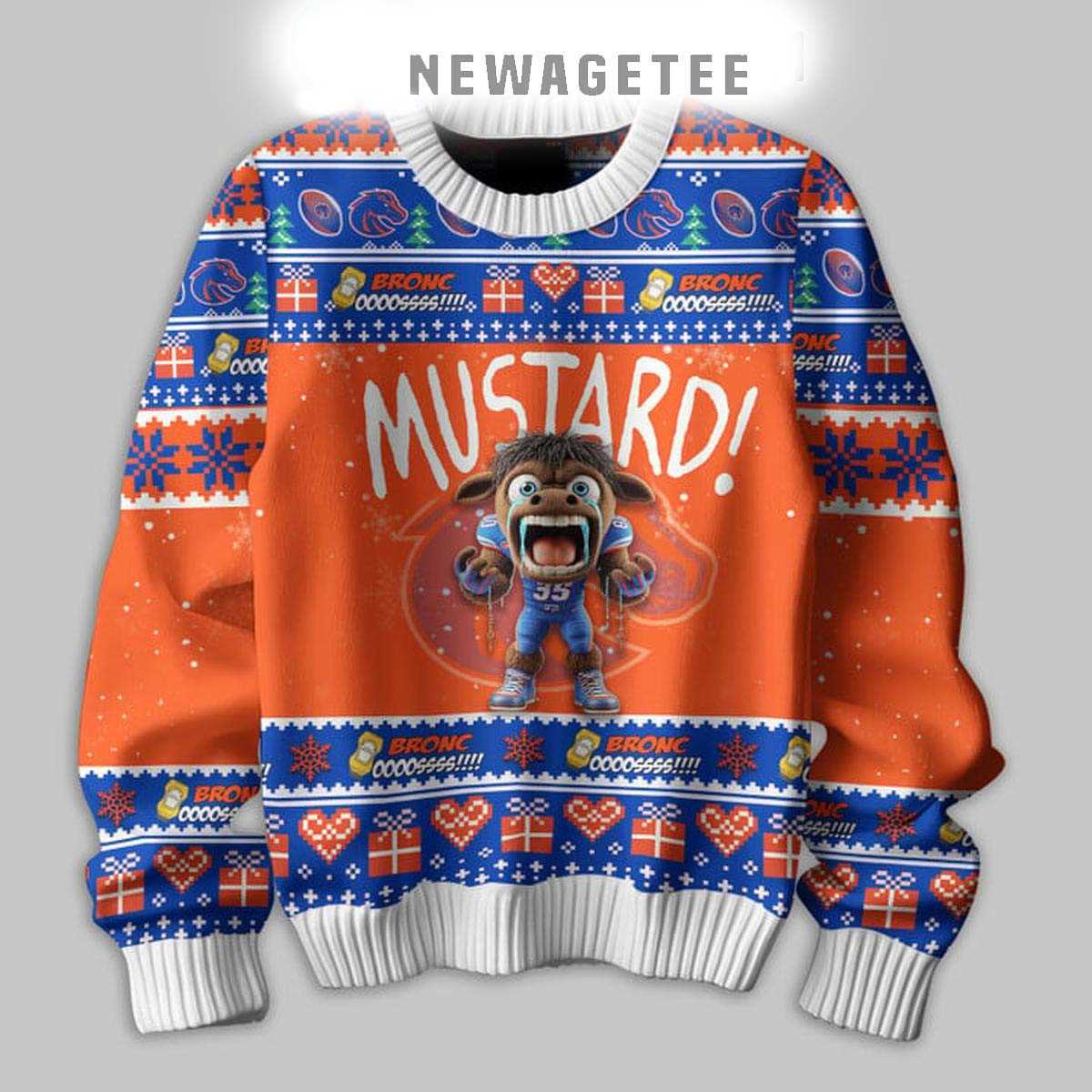 Boise State Broncos Mustard Not Like Us Christmas Ugly Sweater Boise State Broncos Mustard Not Like Us Christmas Ugly Sweater