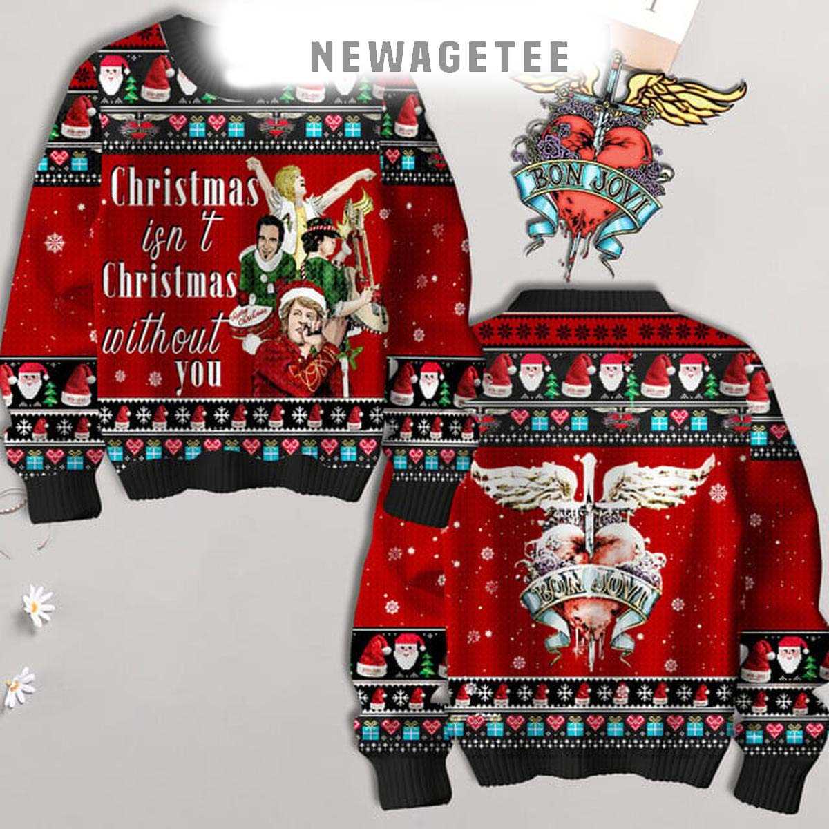 Bon Jovi Christmas Isnt Christmas Without You 2025 Ugly Christmas Sweater