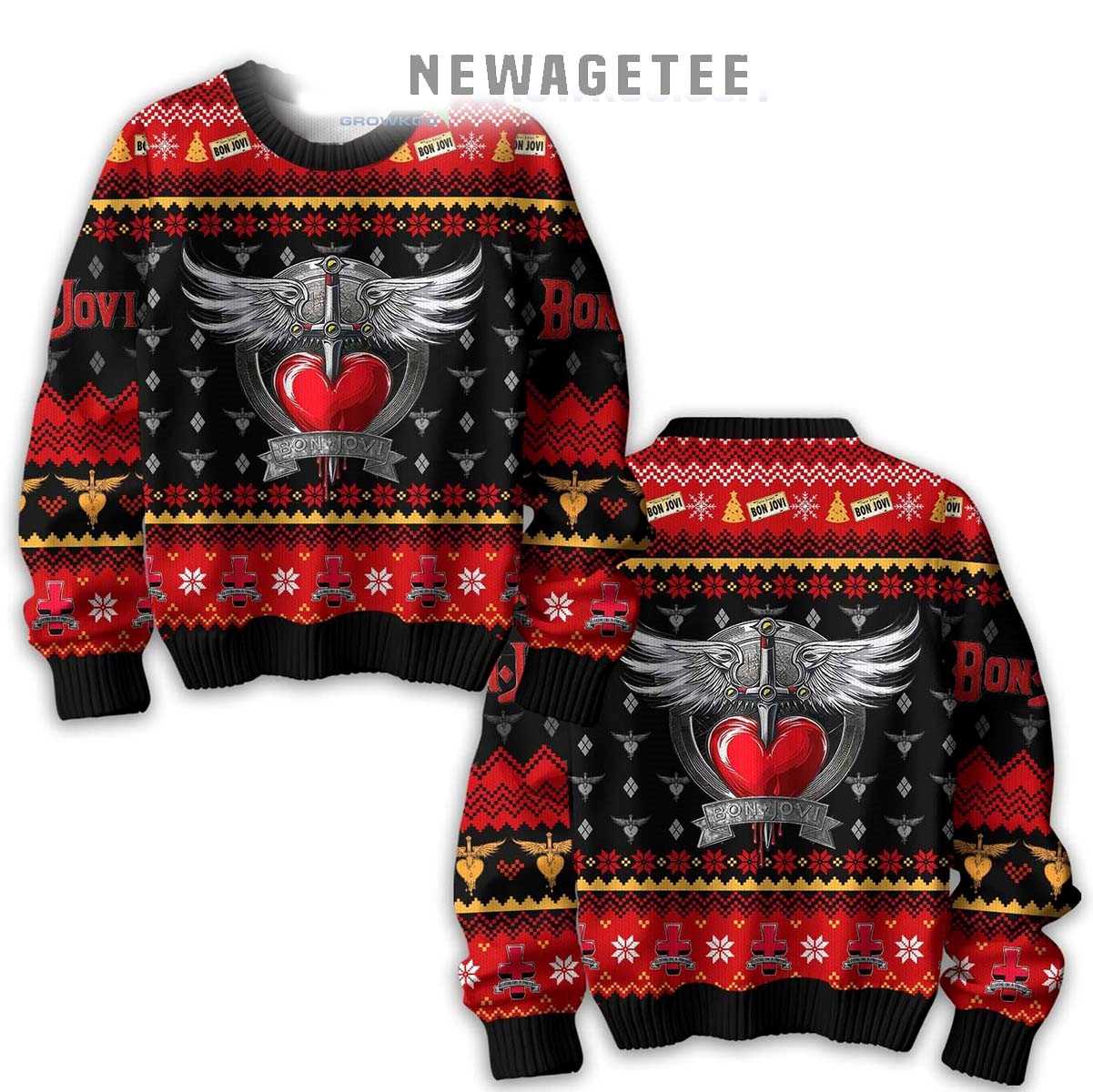 Bon Jovi Waiting For 2025 Ugly Christmas Sweater