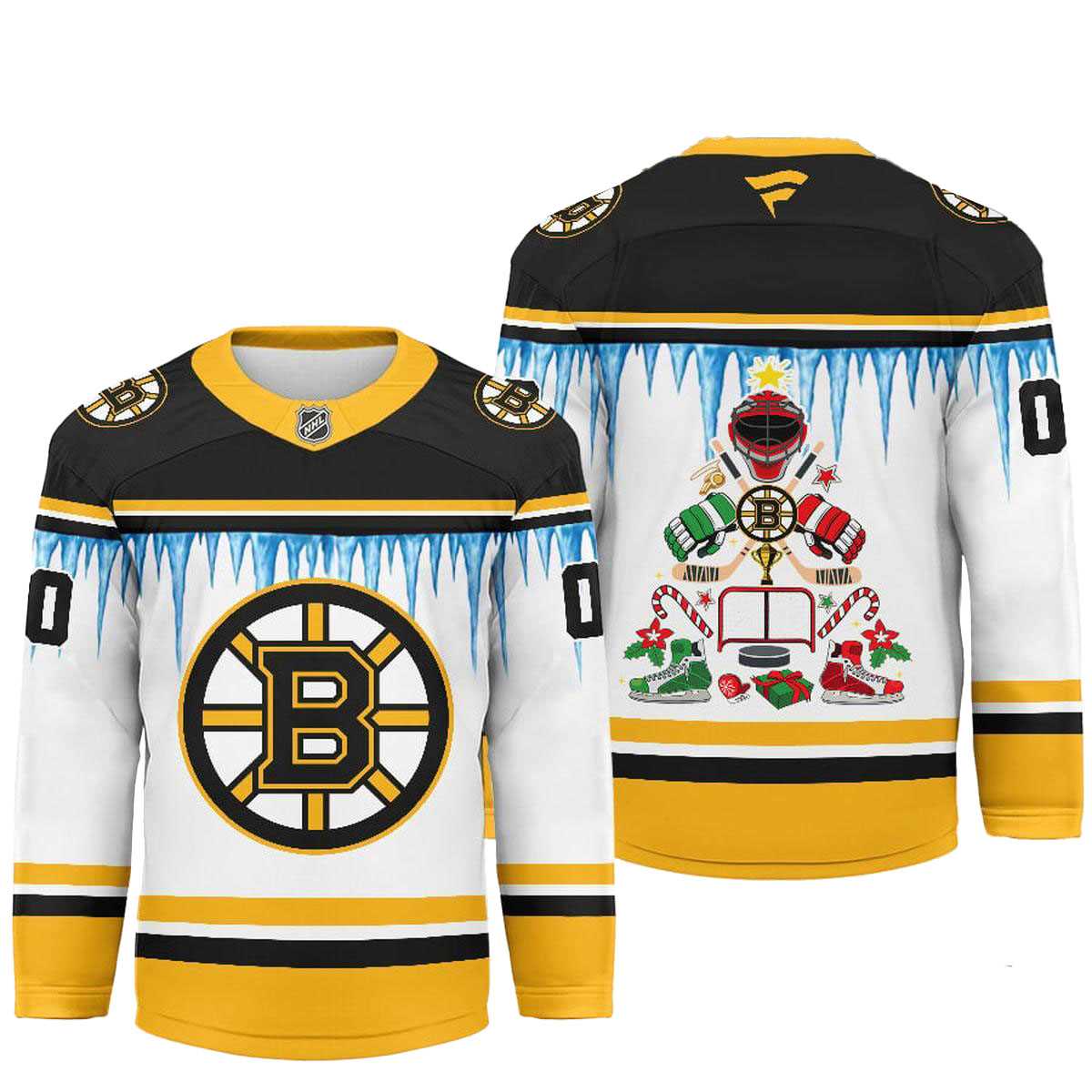 Boston Bruins Icicle Christmas Tree Custom Hockey Jersey