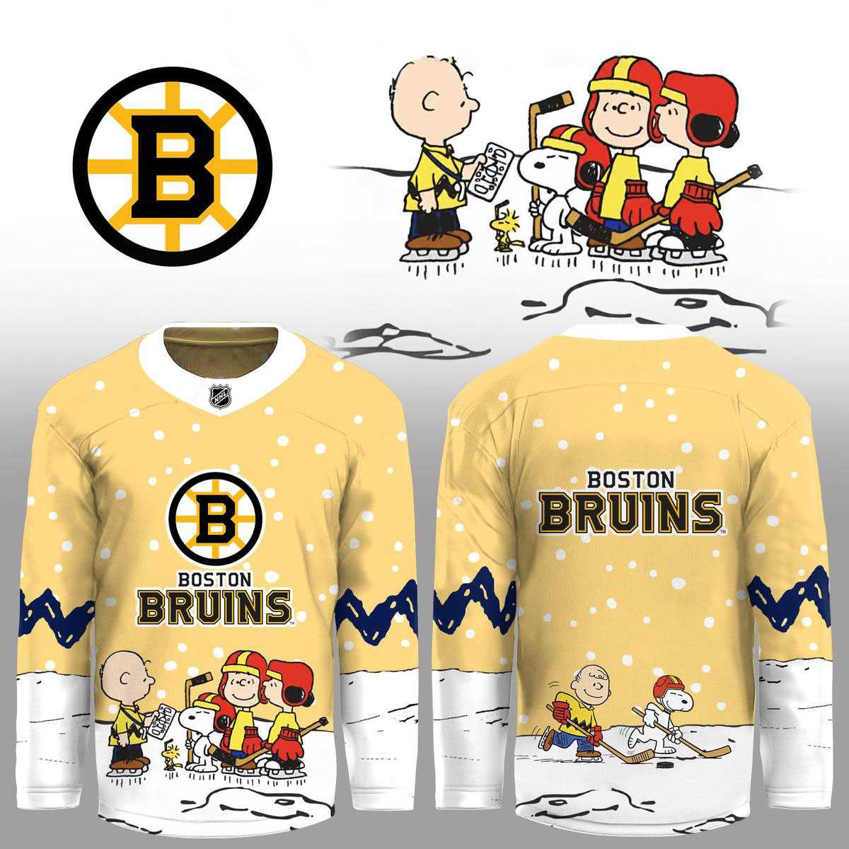 Boston Bruins Snoopy Peanuts Christmas Hockey Jersey