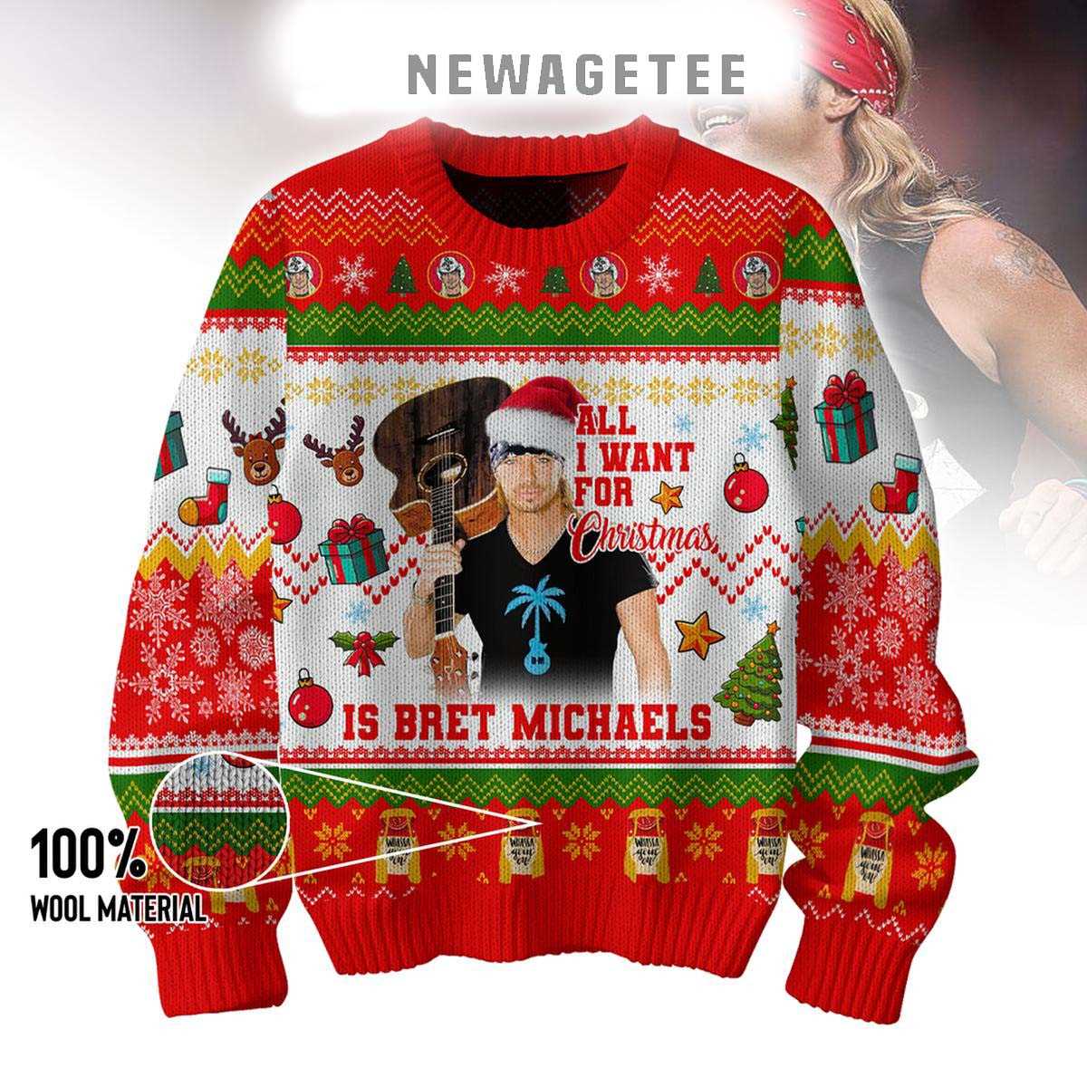 Bret Michael Best Rock Poison Is All I Want For 2025 Ugly Christmas Sweater