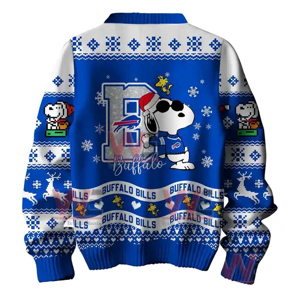 Buffalo Bills Snoopy Woodstock Puffer Jacket Ugly Christmas Sweater
