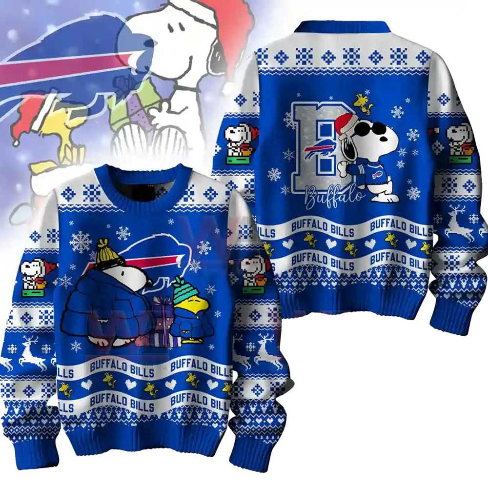 Buffalo Bills Snoopy Woodstock Puffer Jacket Ugly Christmas Sweater Buffalo Bills Snoopy Woodstock Puffer Jacket Ugly Christmas Sweater