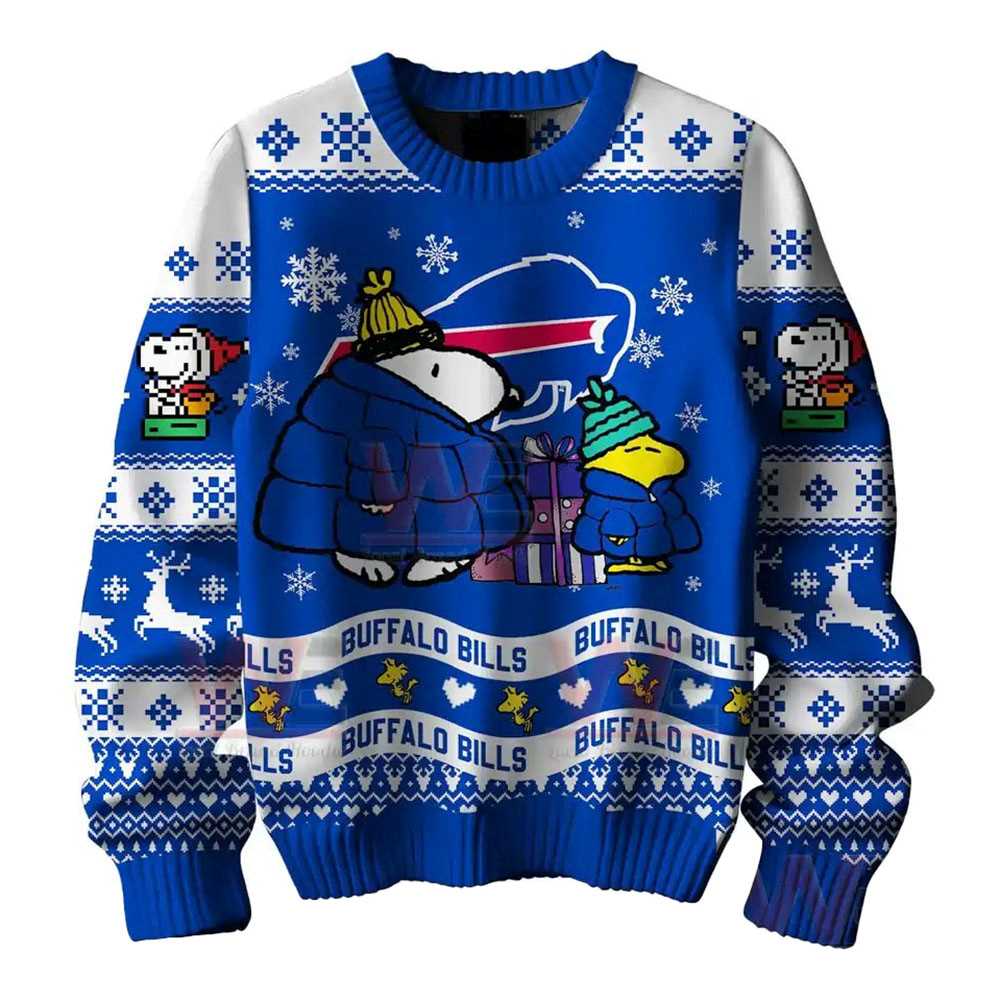 Buffalo Bills Snoopy Woodstock Puffer Jacket Ugly Christmas Sweater Buffalo Bills Snoopy Woodstock Puffer Jacket Ugly Christmas Sweater