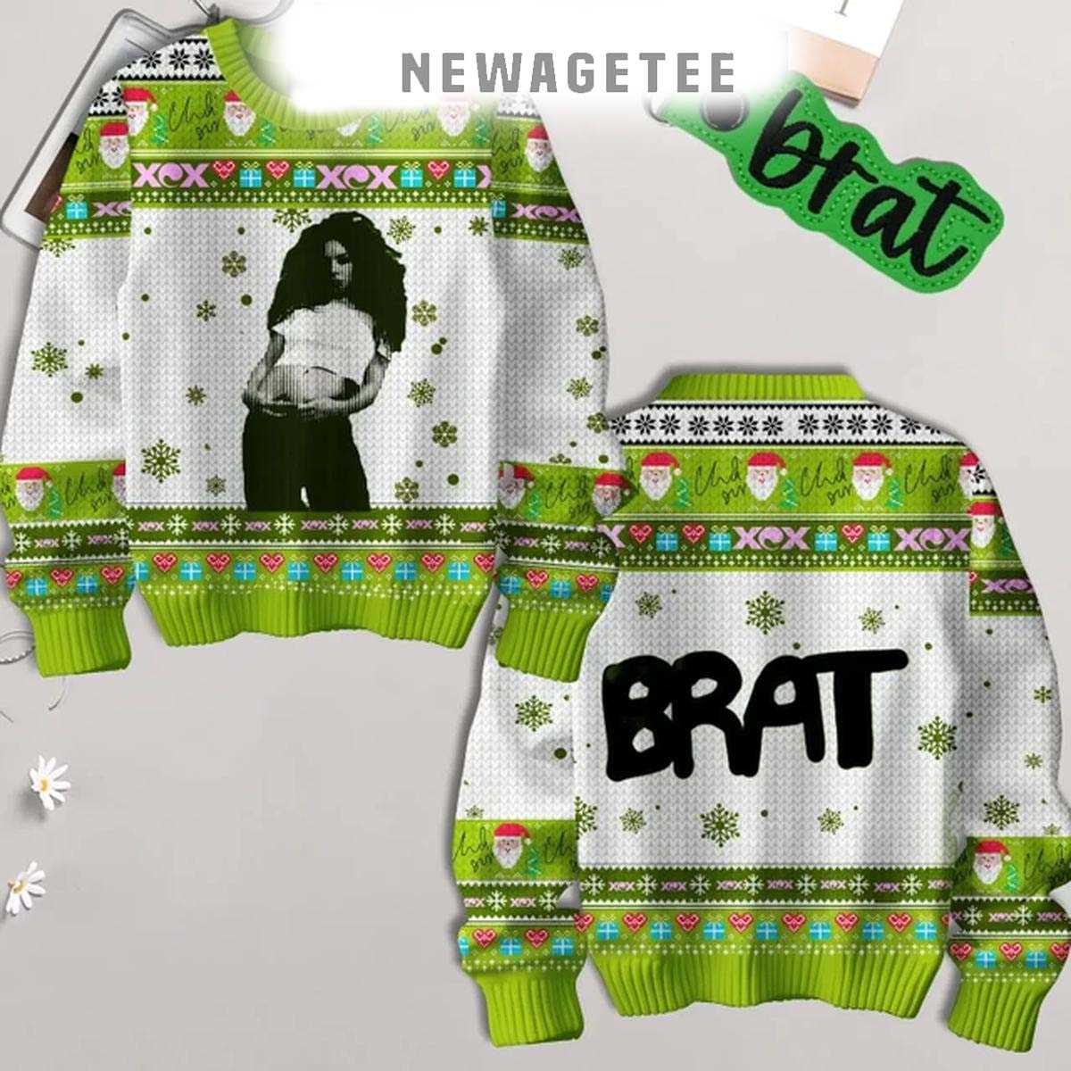 Charli Xcx Brat Album Memories 2025 Ugly Christmas Sweater Charli Xcx Brat Album Memories 2025 Ugly Christmas Sweater