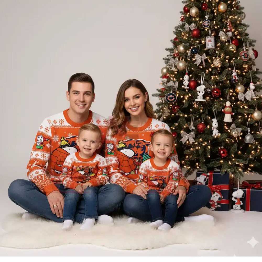 Chicago Bears Snoopy Woodstock Puffer Jacket Ugly Christmas Sweater Chicago Bears Snoopy Woodstock Puffer Jacket Ugly Christmas Sweater