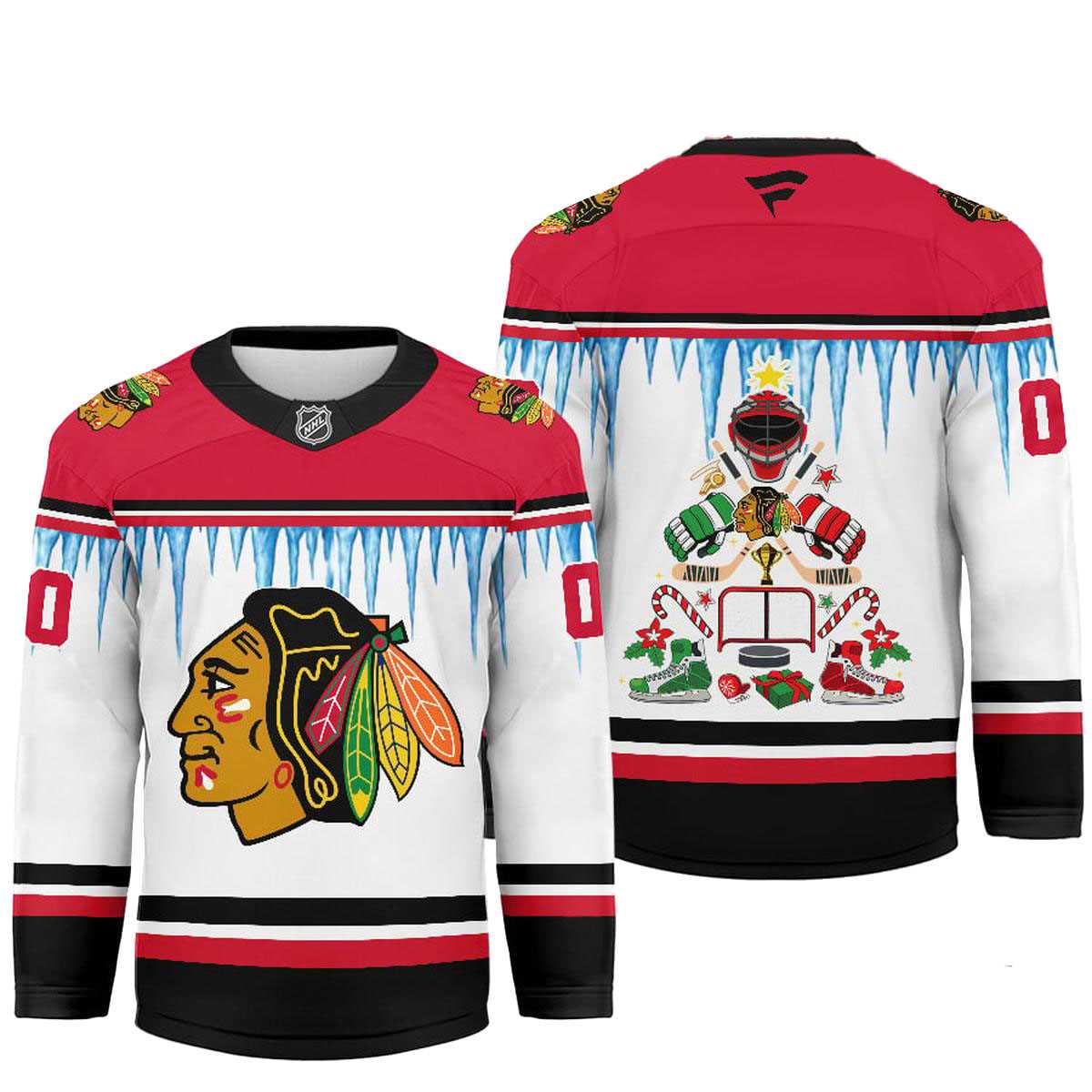 Chicago Blackhawks Icicle Christmas Tree Custom Hockey Jersey
