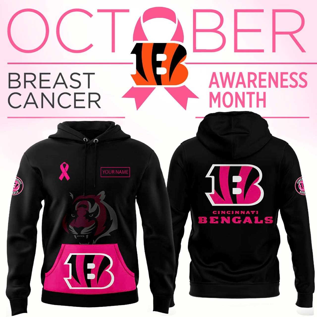 Cincinnati Bengals Breast Cancer Awareness Hoodie